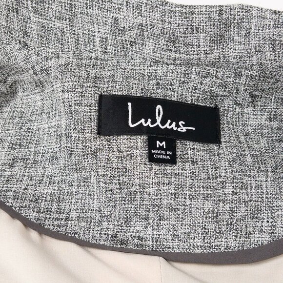 Lulus Promotion Gray Open Front Back Slit Lined Woven Wool Blazer Size Medium - Picture 9 of 12